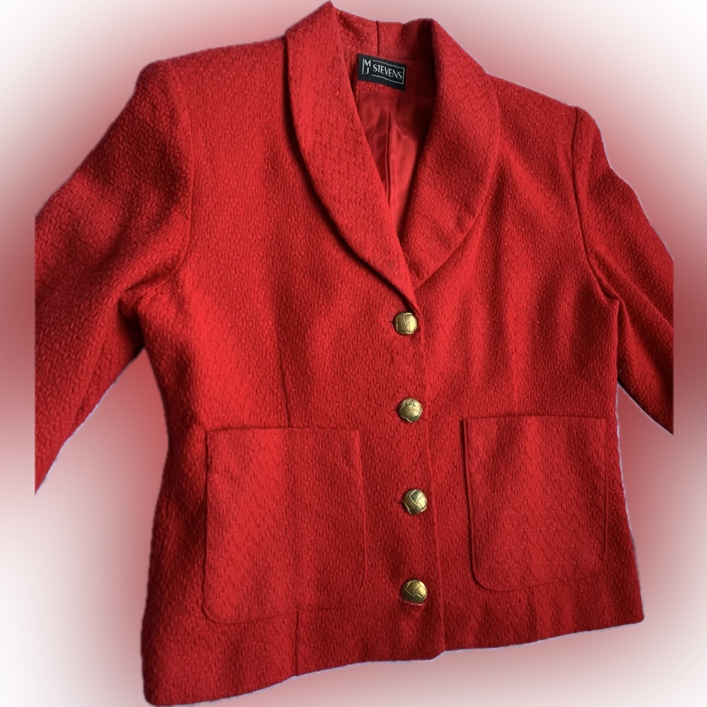 MJ STEVENS red blazer with gold buttons, lined, size 12 |